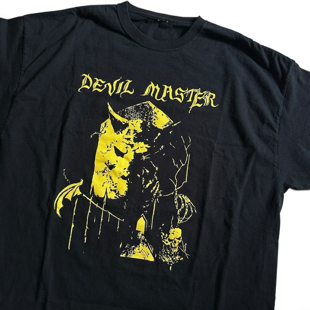 DEVIL MASTER Merch XL Black & Yellow T Shirt Metal Deathrock Relapse Records